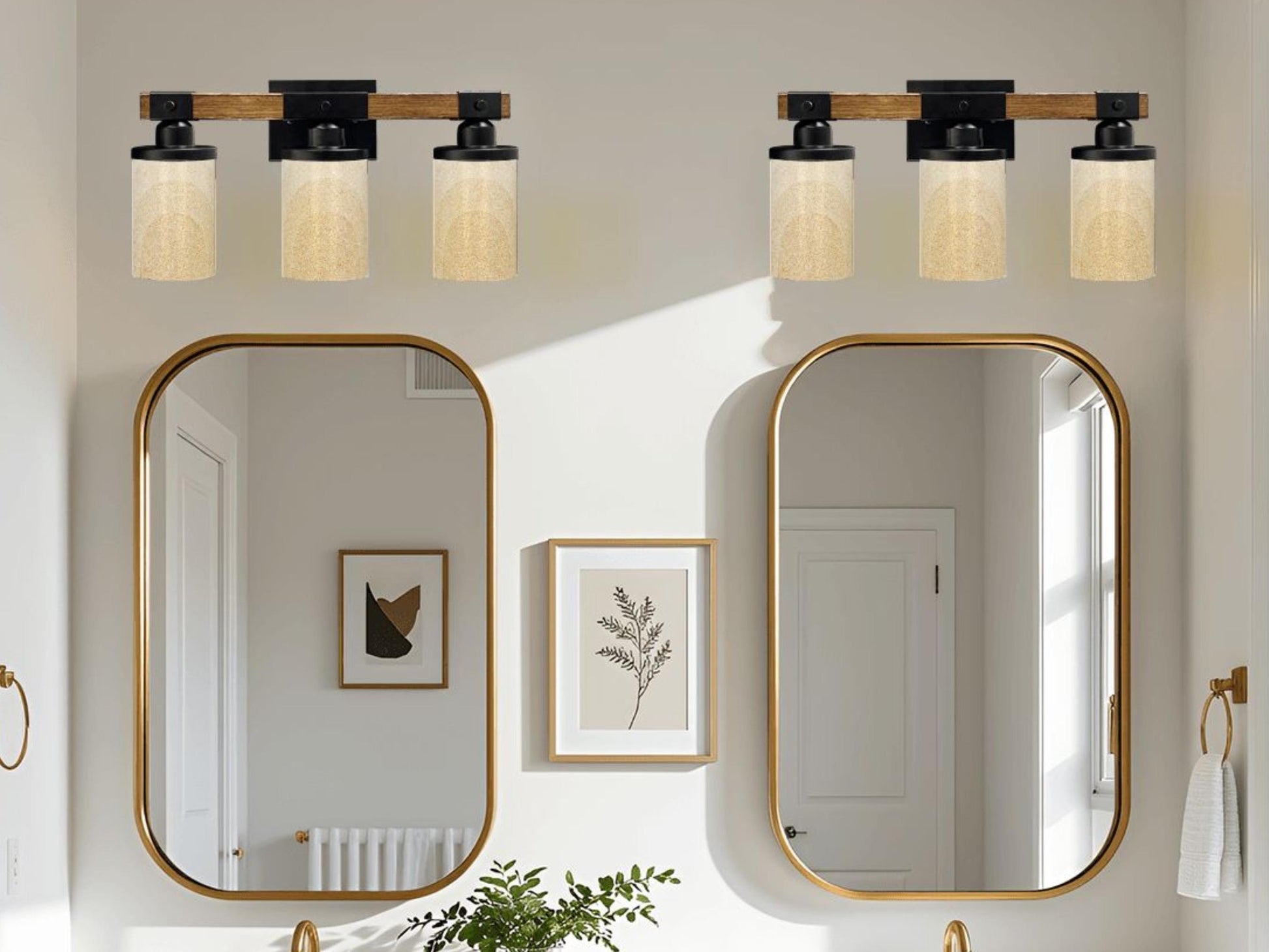 Luxury Bathroom Lighting Minimalist Vanity Light Fixture 3-Light Decorative Metal and Glass Restroom Light Sandy Arch Light Over Sink Decor