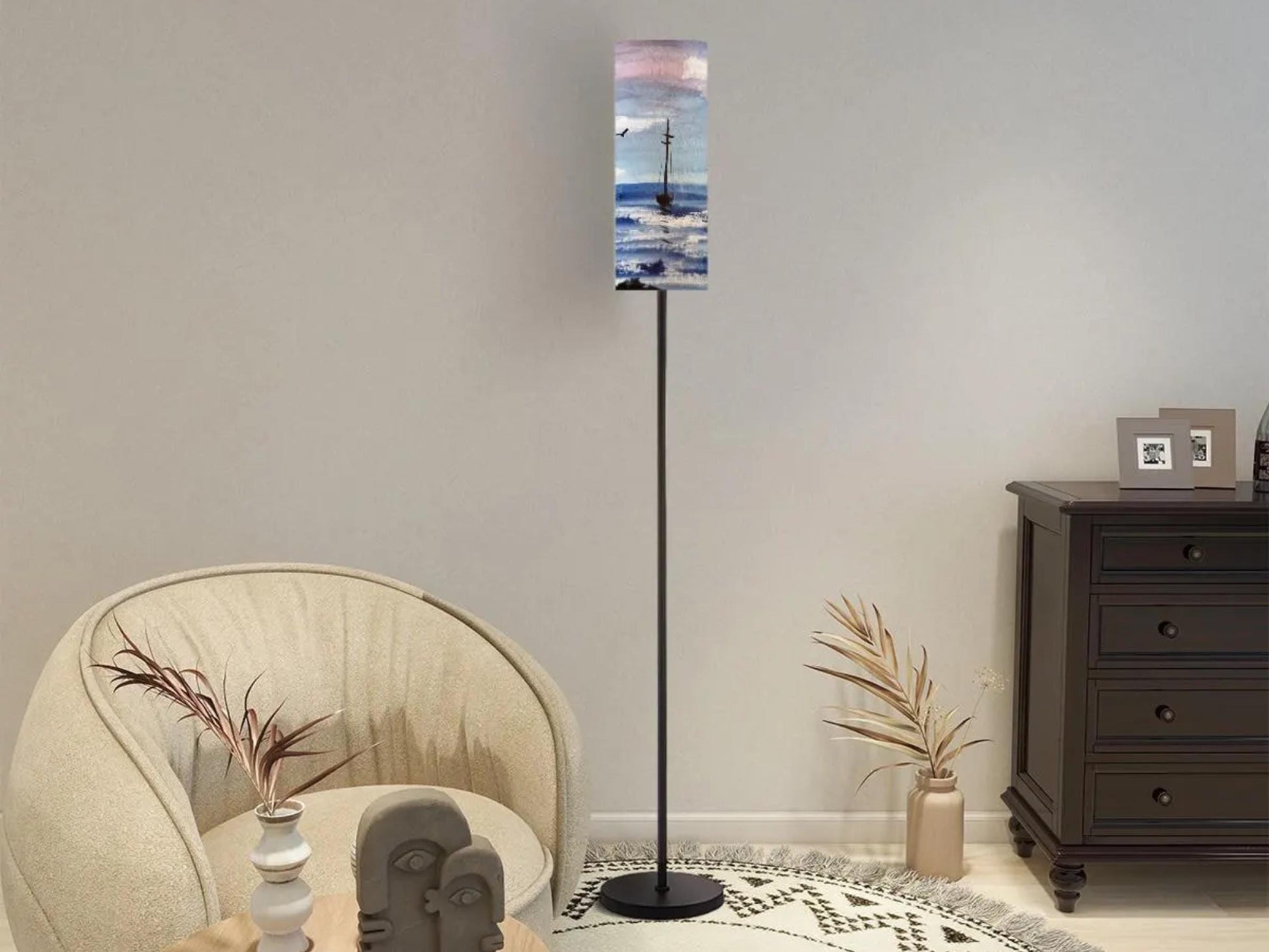 Floor Lamp Mid Century Modern Coastal Floor Lamp Retro MCM Floor Lighting Tall Lamp Sailing Ocean Lover Accent Lighting Vintage Mod Decor