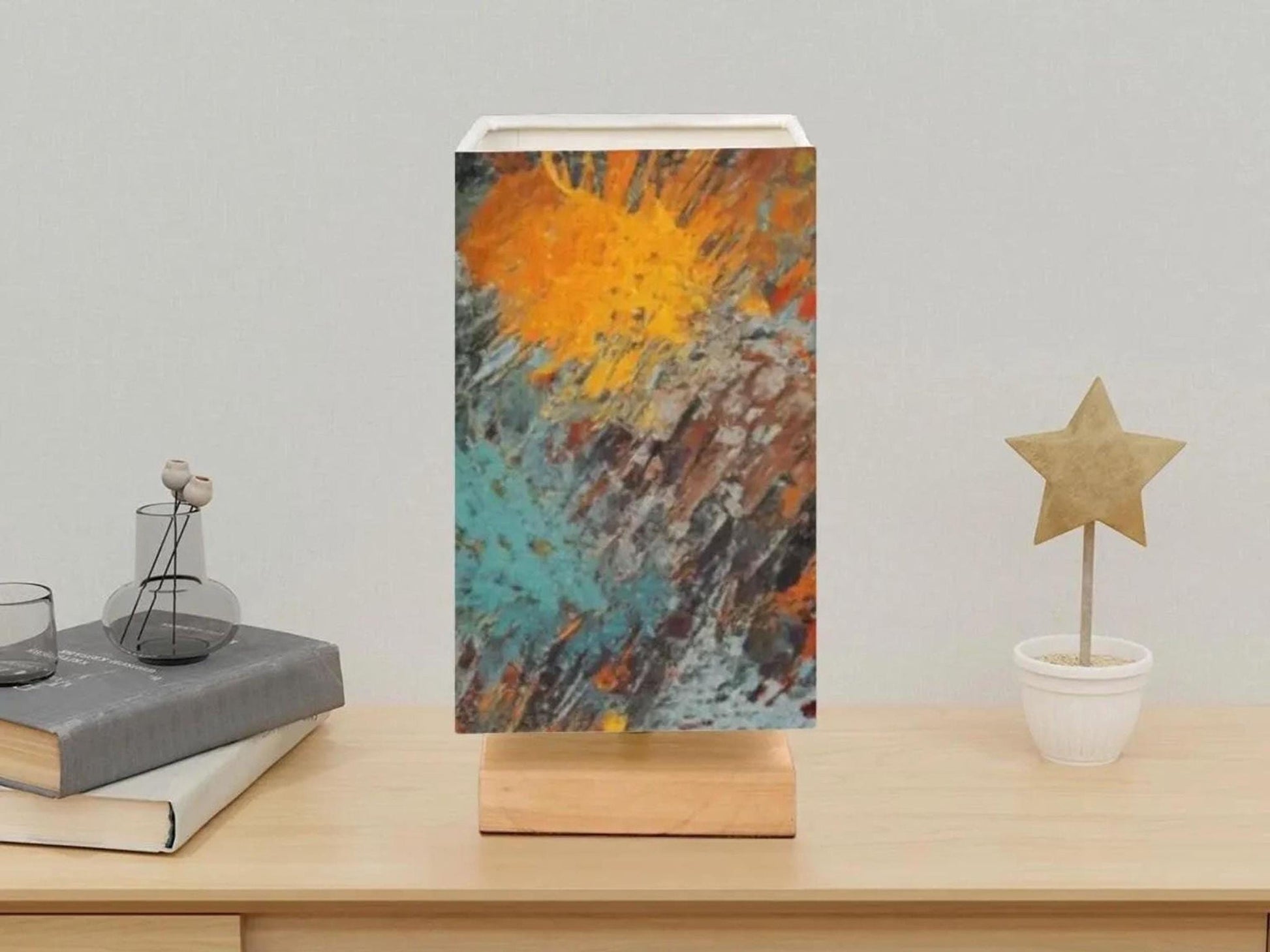 Table Lamp With Remote Control For Bedroom Watercolor Paint Splatter Lamp Small Desk Lamp For Office Wood Desk Lamp Lighting for Living Room