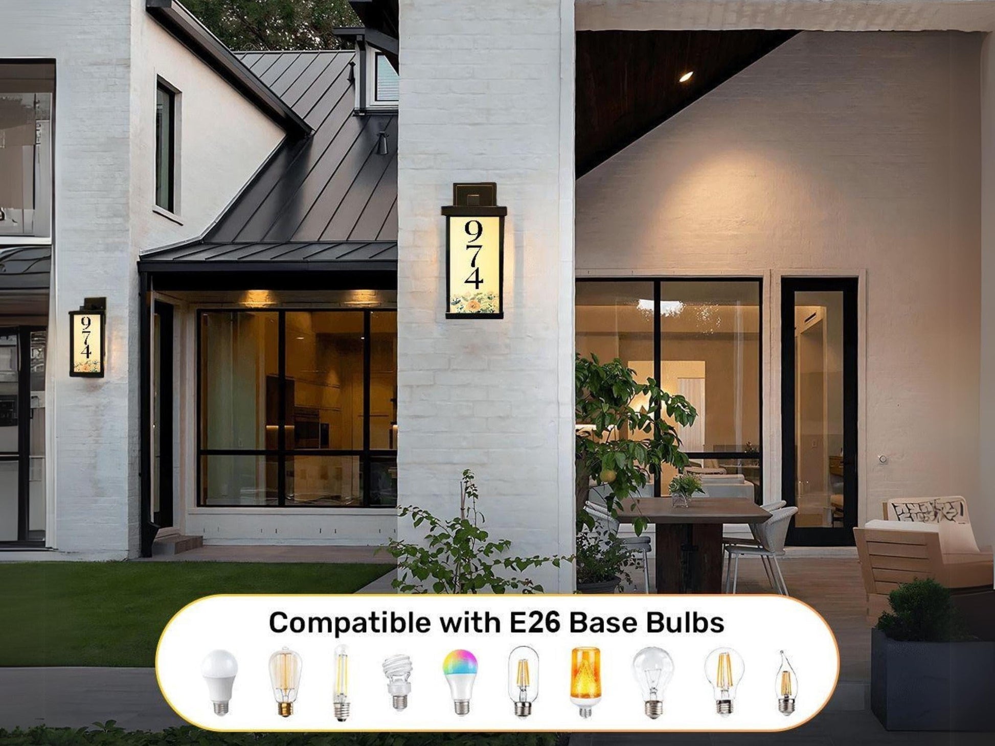 Porch Lighting Fixture Custom Address Number Outdoor Wall Light Personalized With House Number Floral Wall Sconce Lamp for Garage Sconce