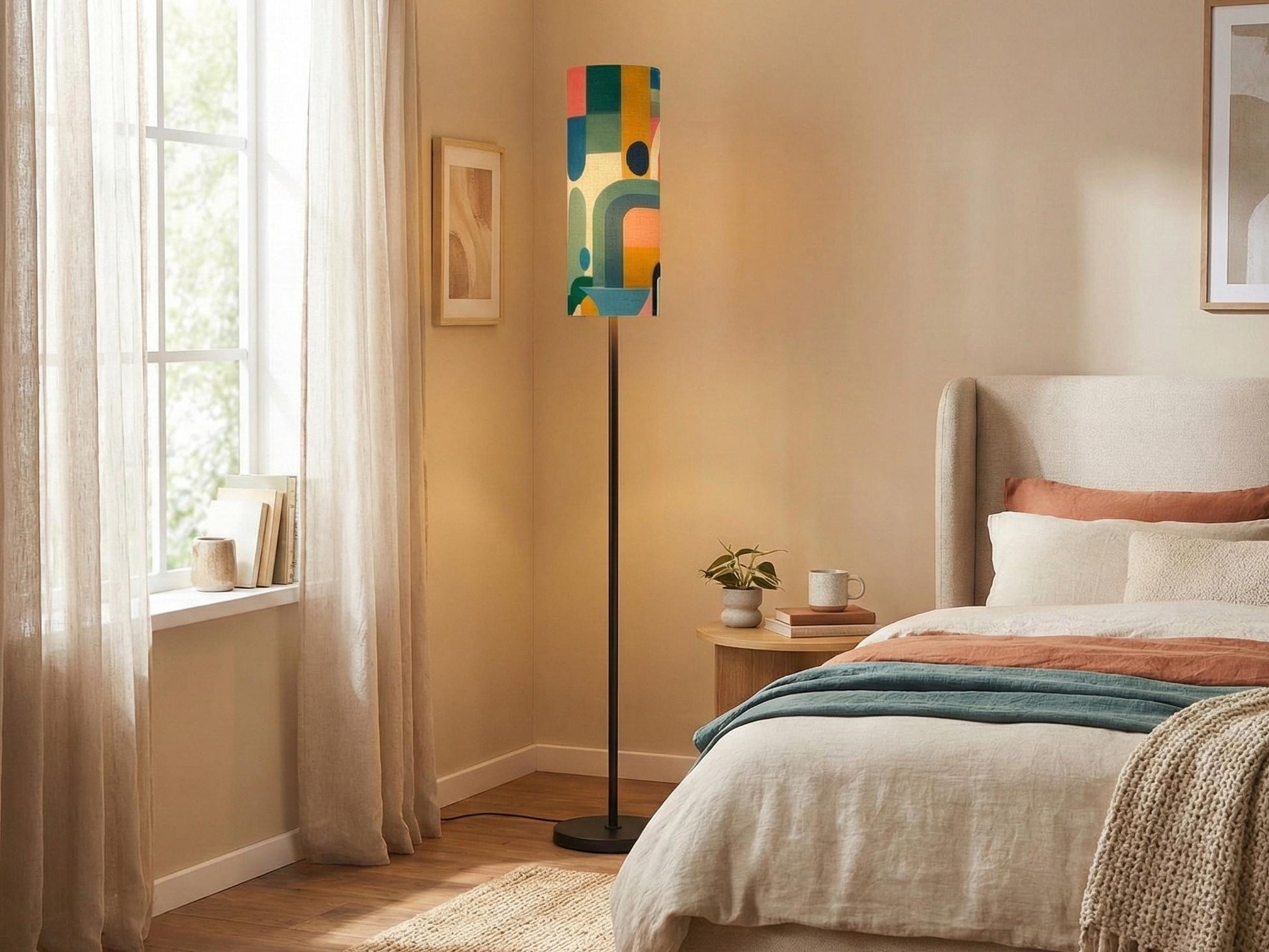 Floor Lamp Mid Century Modern Abstract Floor Lamp Retro MCM Floor Lighting Tall Lamp Geometric Minimalist Accent Lighting Vintage Mod Decor