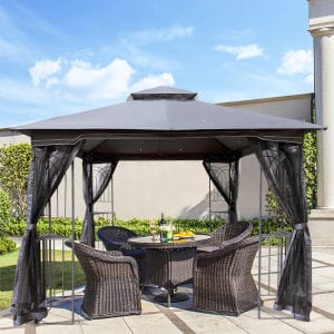 10x10 Outdoor Patio Gazebo Canopy Tent With Ventilated Double Roof And Mosquito net(Detachable Mesh Screen On All Sides); Suitable for Lawn;  Garden;  Backyard and Deck