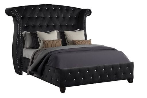 Olympia Bay, Inc Beds Black Sophia Upholstery Queen Size Bed Made With Wood in Black Color