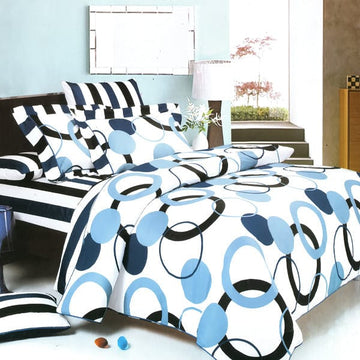 Olympia Bay, Inc BLANCHOMF01061-1 Blancho Bedding - [Artistic Blue] 100% Cotton 5PC MEGA Duvet Cover Set (Twin Size)