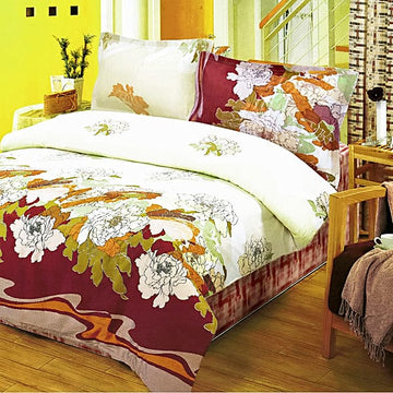 Olympia Bay, Inc CFRS(DDX01-1/CFR01-1) Blancho Bedding - [Early Peony] 100% Cotton 4PC Comforter Set (Twin Size)