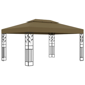 Gazebo with Double Roof 9.8'x13.1' Taupe 0.6 oz/ft²