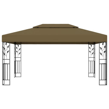 Gazebo with Double Roof 9.8'x13.1' Taupe 0.6 oz/ft²