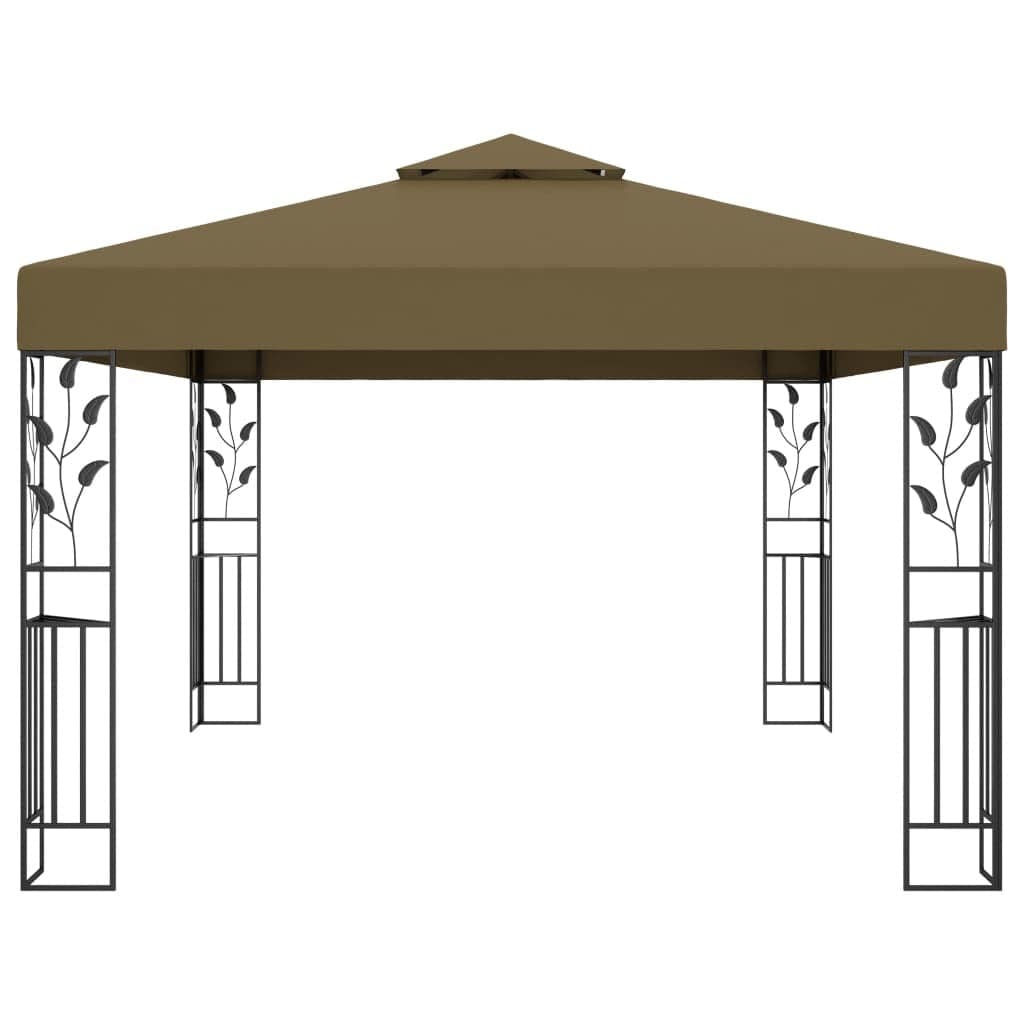 Olympia Bay, Inc Taupe Gazebo with Double Roof 9.8'x13.1' Taupe 0.6 oz/ft²