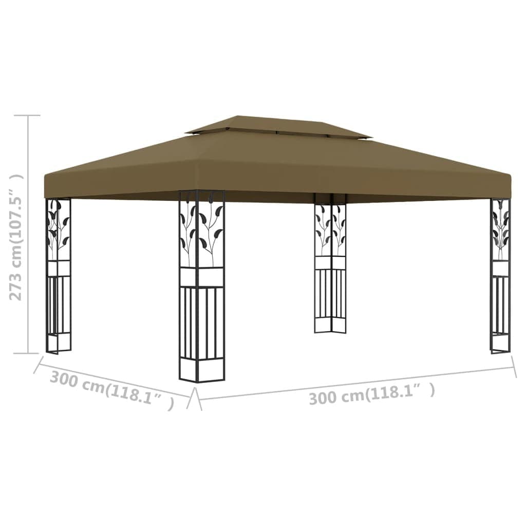 Olympia Bay, Inc Taupe Gazebo with Double Roof 9.8'x13.1' Taupe 0.6 oz/ft²