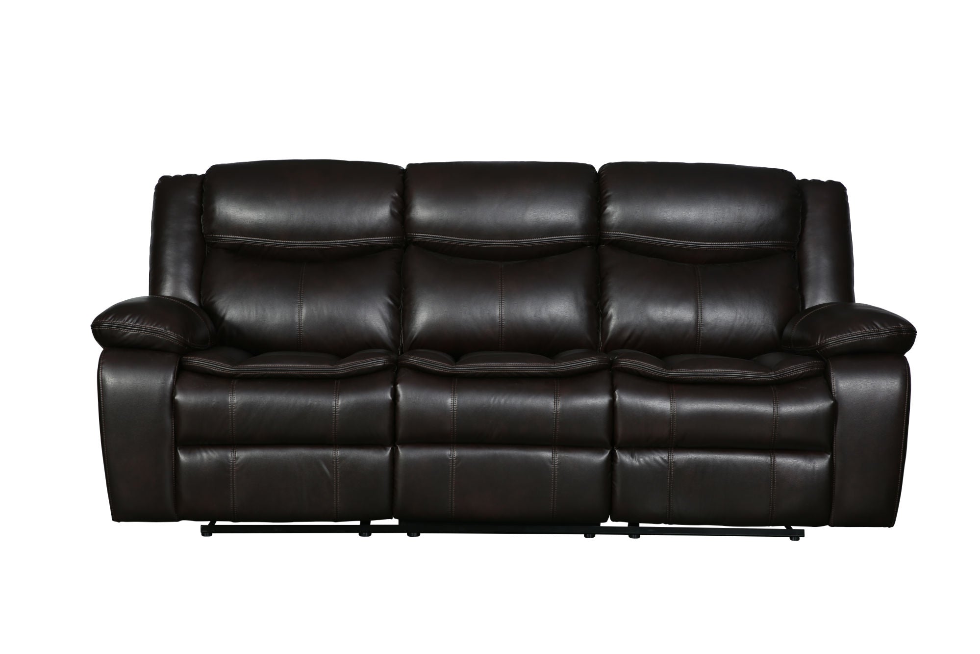 Global United Transitional Leather-Air Reclining Sofa