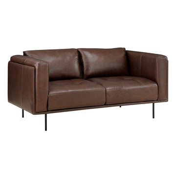 Olympia Bay Luxurious Modern Design Brown Genuine Leather Loveseat 1pc