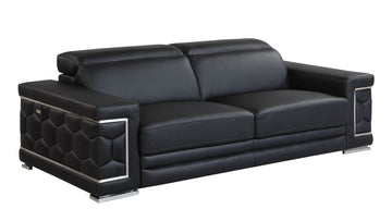 Top Grain Italian Leather Sofa - Matte Black