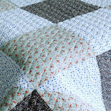 [Simple life] Cotton 3PC Vermicelli-Quilted Patchwork Quilt Set (Full/Queen Size)