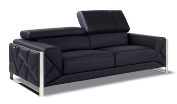 Global United Top Grain Italian Leather Sofa - Black