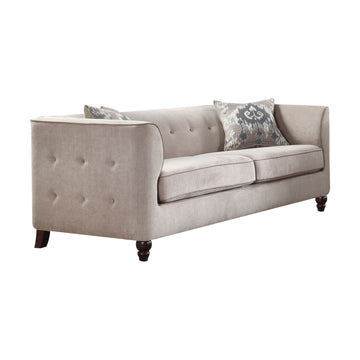 Cyndi Sofa w/2 Pillows in Tan Velvet