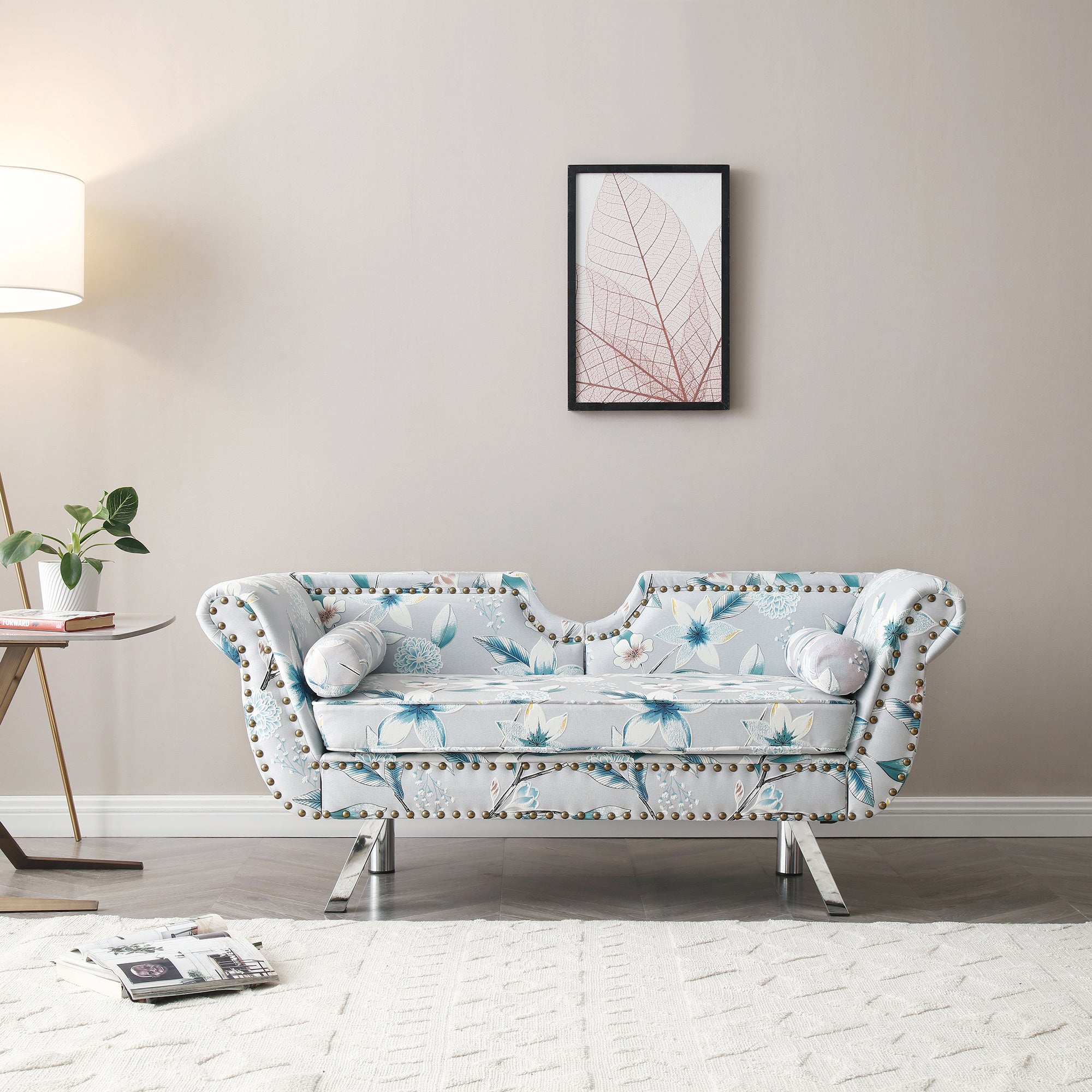 Fabric-Upholstered Loveseat - Modern Accent Print