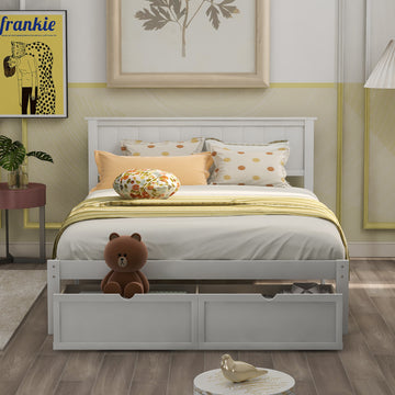 Full Size Platform Bed with Under-Bed Drawers