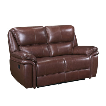 Olympia Bay Luxurious Double Reclining Brown Leather Loveseat 1pc