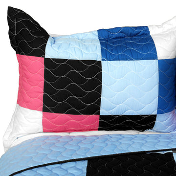 [Ice Fire] 3PC Vermicelli - Quilted Patchwork Quilt Set (Full/Queen Size)