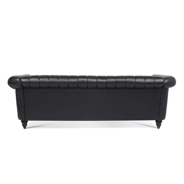 83.46''  PU Rolled Arm Chesterfield Three Seater Sofa