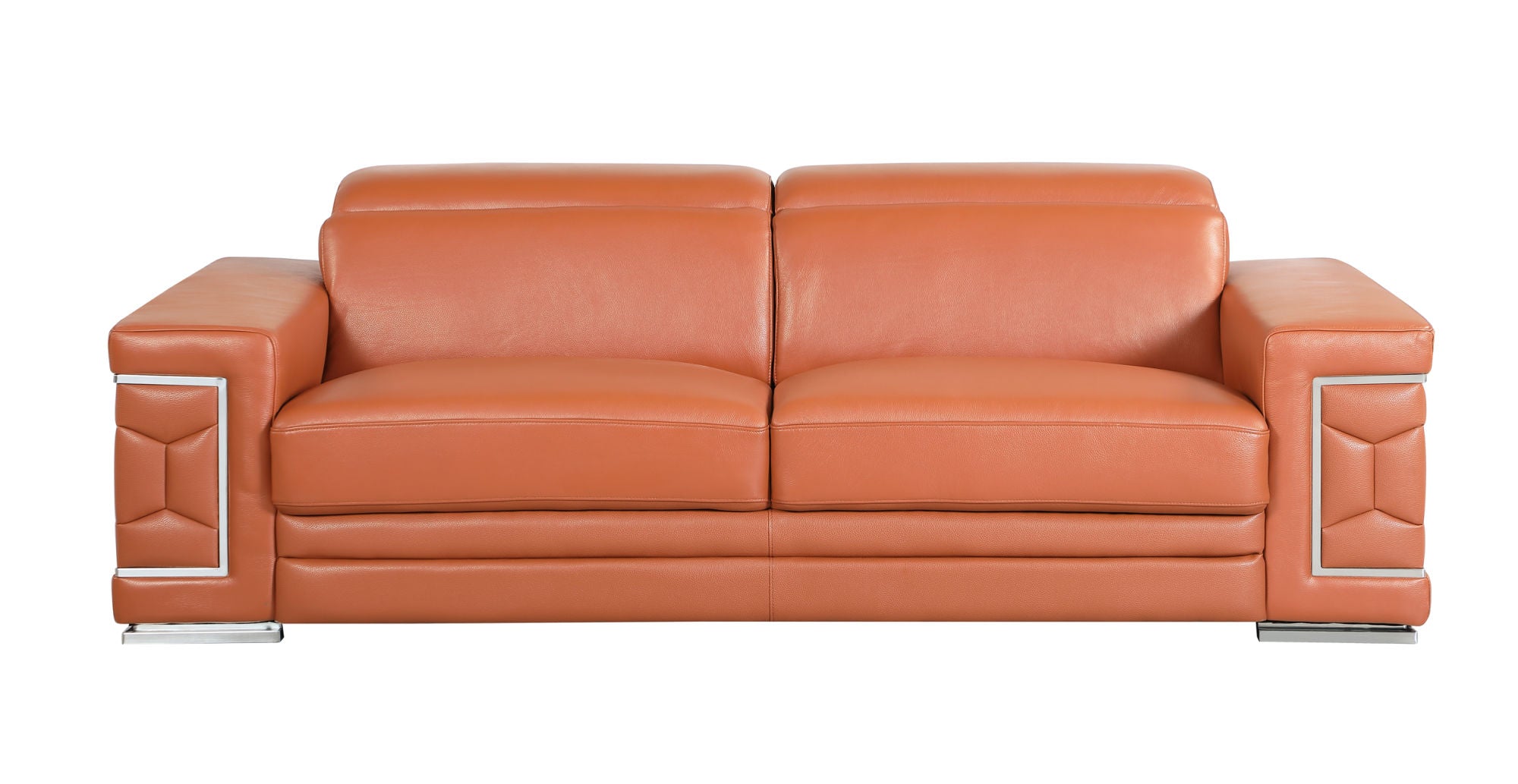 Top Grain Italian Leather Sofa - Orange