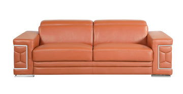 Top Grain Italian Leather Sofa - Orange