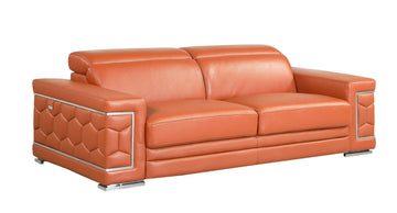 Top Grain Italian Leather Sofa - Orange