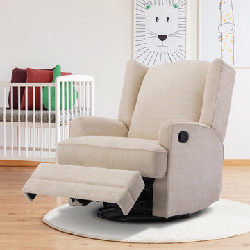 Smithfield Beige Wingback Swivel Glider Recliner