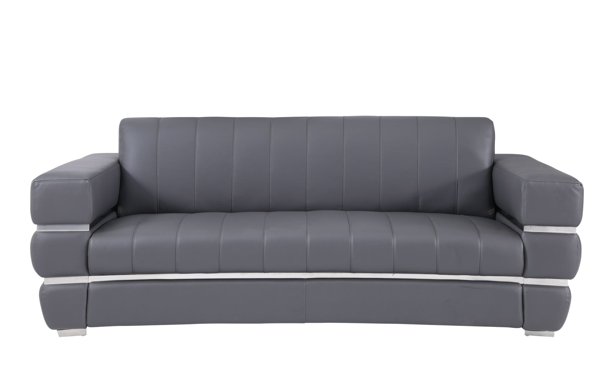 Global United Top Grain Italian Leather Sofa - Dark Grey