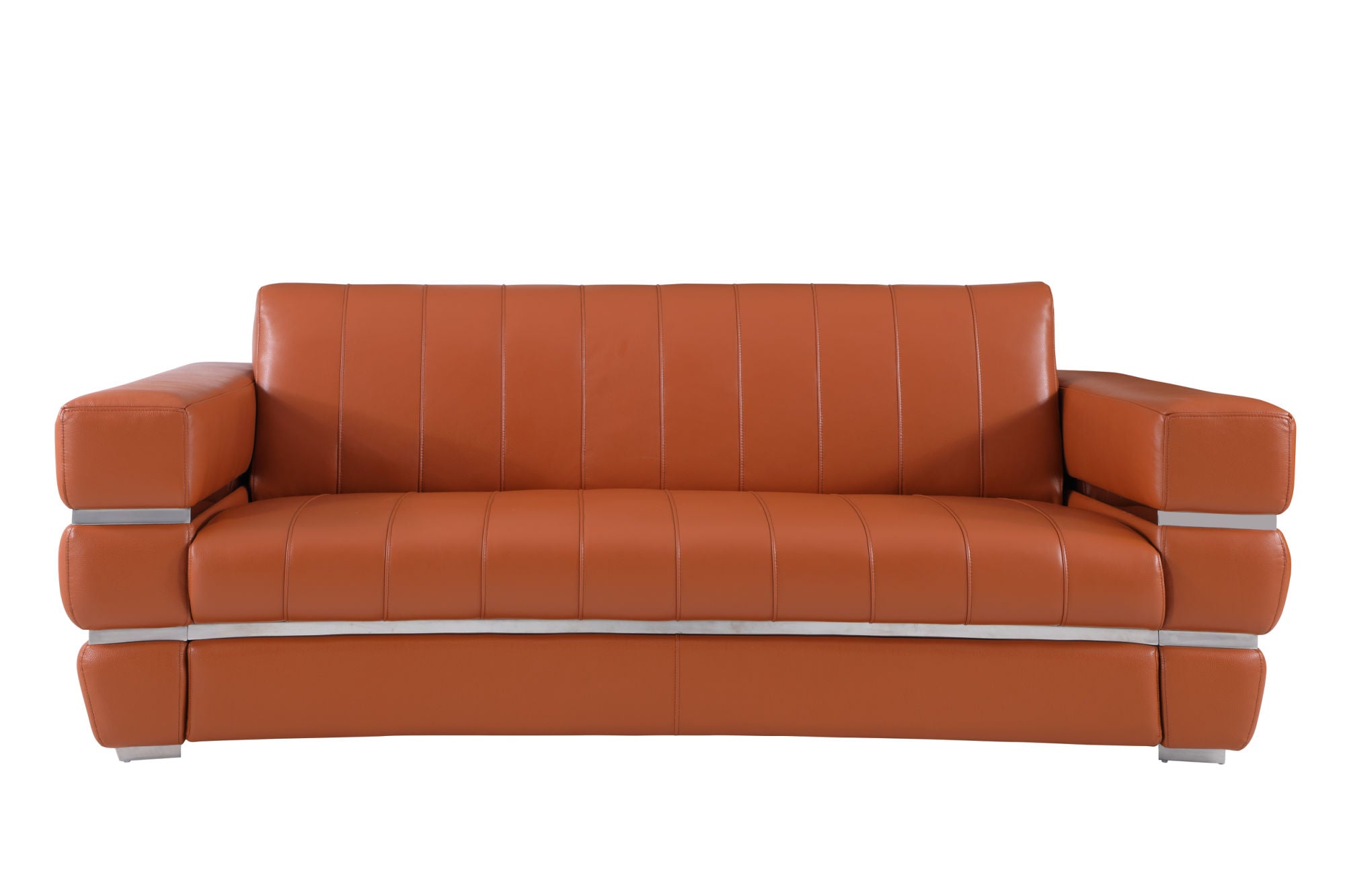 Global United Top Grain Italian Leather Sofa - Burnt Orange