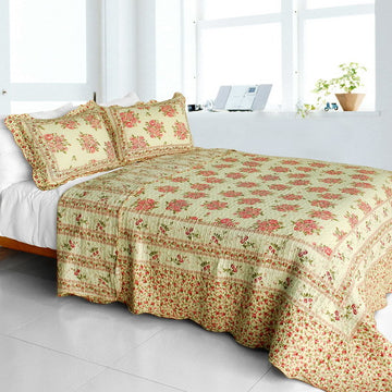 [Foliflora] Cotton 3PC Vermicelli-Quilted Printed Quilt Set (Full/Queen Size)