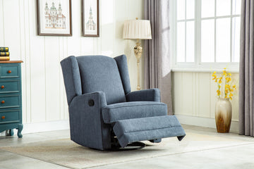 Smithfield Blue Wingback Swivel Glider Recliner