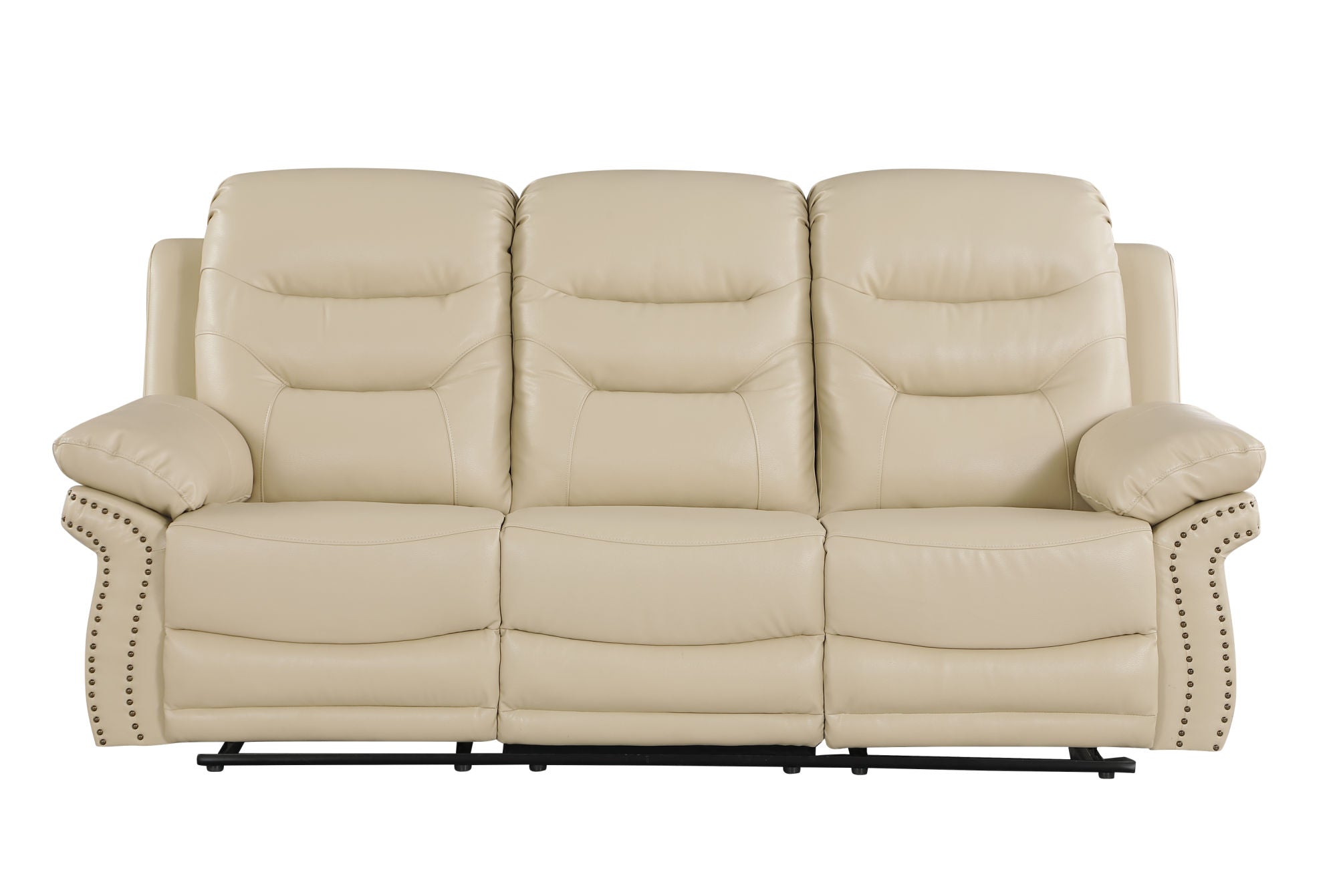 Global United Leather Air Upholstered Reclining Sofa with Fiber Back