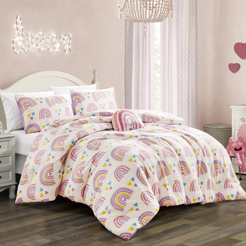 Rainbow Hearts 4PC COMFORTER SET