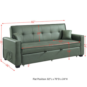 ACME Octavio Adjustable Sofa w/2 Pillows, Green Fabric LV00824