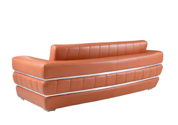 Global United Top Grain Italian Leather Sofa - Burnt Orange