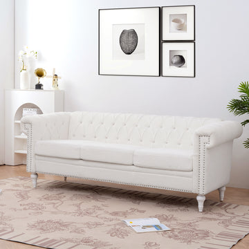 83.66 Inch Width Traditional Square Arm removable cushion 3 seater Sofa