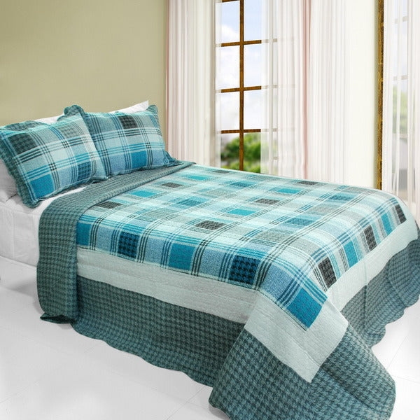 [Fantastic Land] Cotton 3PC Vermicelli-Quilted Printed Quilt Set (Full/Queen Size)
