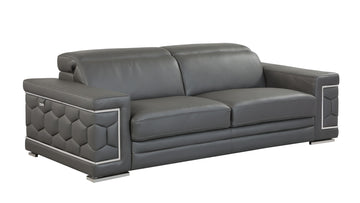 Top Grain Italian Leather Sofa - Dark Grey