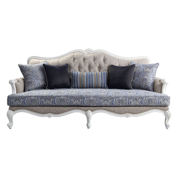 ACME Ciddrenar Sofa w/5 pillows, Fabric & White Finish