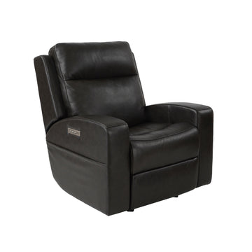 Caleb Triple Power Recliner | Top Grain Leather | Lumbar Support | Adjustable Headrest | Storage Side Pocket | USB & Type C Charger Port