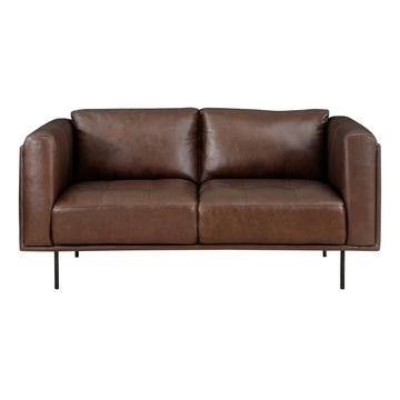 Olympia Bay Luxurious Modern Design Brown Genuine Leather Loveseat 1pc